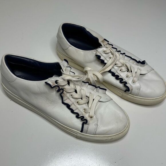 Tory Burch Ruffle sneakers. Size 10M. White with elegant‎ black ruffle. - Picture 5 of 10